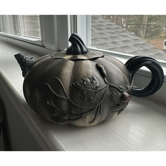 Zisha teapot Clay Pumpkin Gongfu Tea Pot Lady Bug Brown Handmade Yixing 5.5x3” - Picture 6 of 16